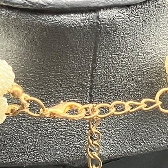 Statement Necklace Beaded Pearl Cluster Bib Multistrand Glam Copper Gold - Picture 6 of 10